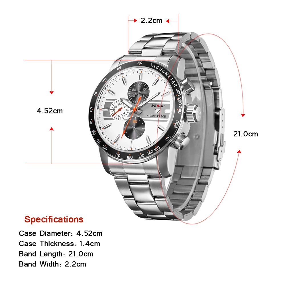 WEIDE 2017 Hot  Men Watches Top Brand Luxury Men Sports Men Analog Watch Waterproof Japan Movt Quartz  Stainless Steel  Clock