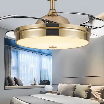 

Super Thin Invisible Restaurant Ceiling Fan Living Room Dining Room Bedroom Coffee Shop Dimmable LED Fan Lamp Free Shipping