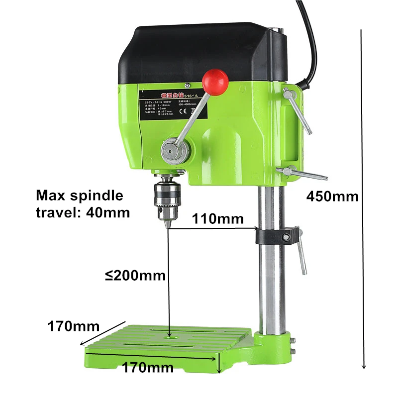 MINIQ сверлильный станок Вт 480 Высокая переменная скорость скамья дрель 11000 об./мин../сверлильный патрон 1-мм 10 мм для DIY дерево металл