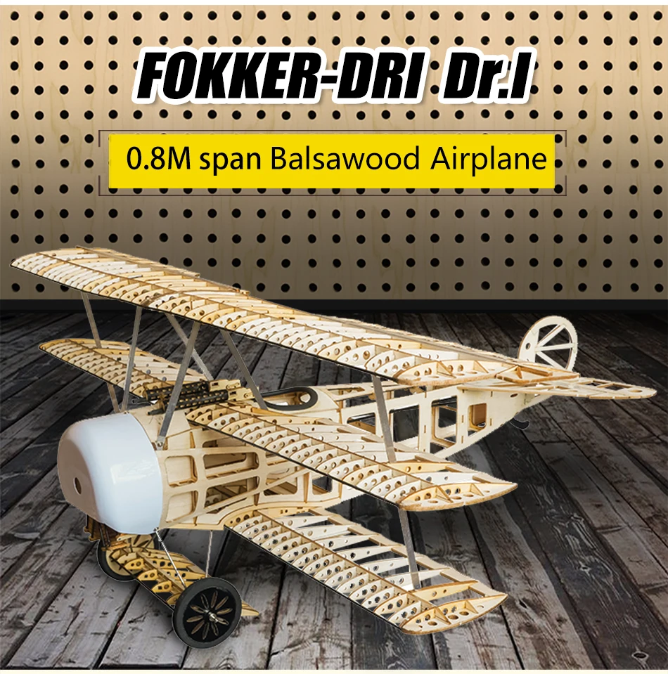 Классический радиоуправляемый самолет Fokker DR1 самолетик из пробкового дерева модель 0,8 м размах крыльев 4CH Электропитание Самолеты дистанционного управления строительные наборы