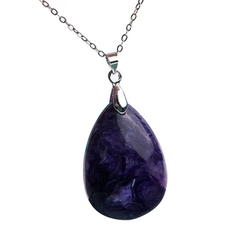 

Genuine Purple Charoite Natural Stone Waterdrop Bead Lady Fashion Jewelry Pendant AAA 32.5*23*9mm
