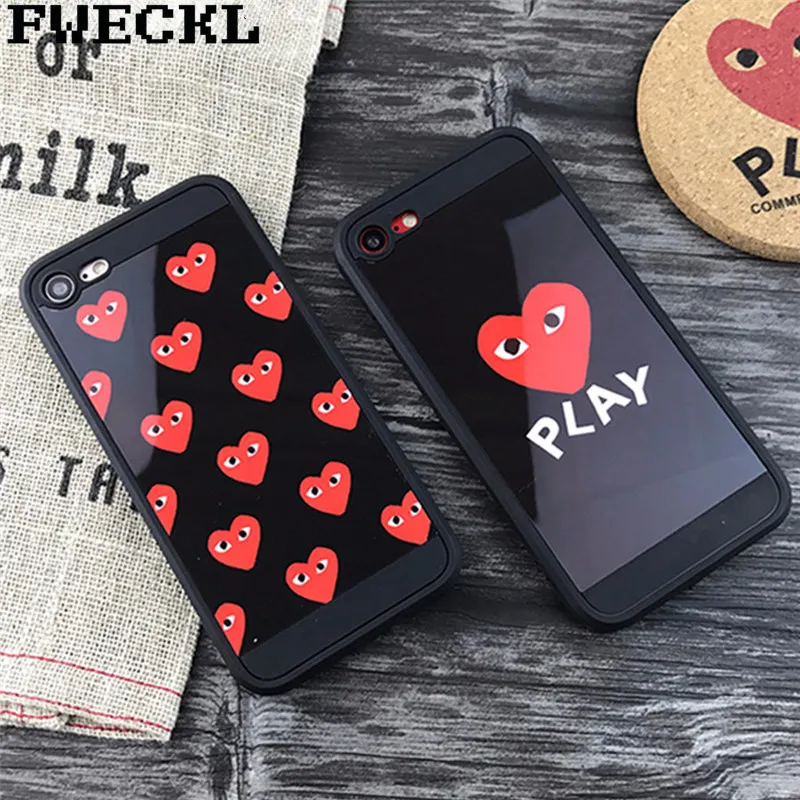 

Popular Japan CDG Play Comme des Garcons Soft silicon cover case For iphone 10 X 8 7 7plus 6 6s plus Soft IMD phone Cases