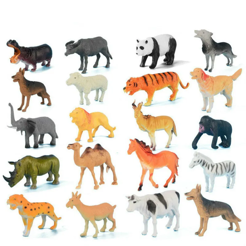 

40 Pcs/set 13cm Simulation Plastic Animals Model Toy Different Wild Forest Zoo Animals Green Material Toys Gift For Kid Children