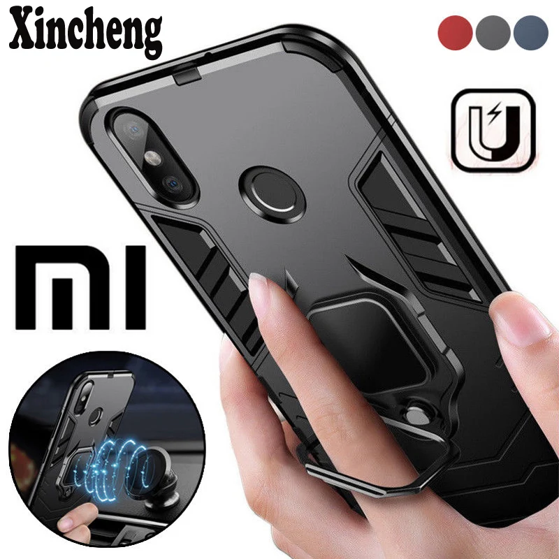 Shockproof Silicone Case For Xiaomi Redmi Note 5 4X 6 Pro Ring Holder Mi 8 Lite Plus Pocophone F1 Cover | Мобильные телефоны и