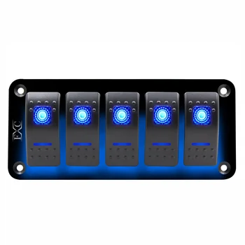 

SHGO-12V-24V 5 Gang Blue Rocker Switch Panel Circuit Breaker Boat Marine Waterproof