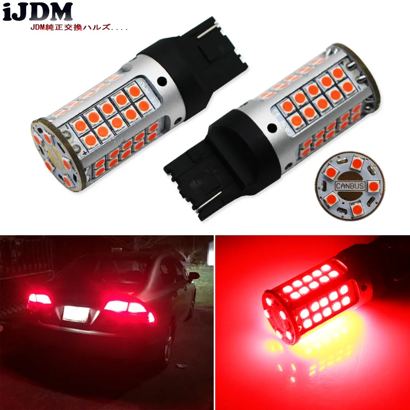 iJDM 7440 LED No Hyper Flash 21W High Power Red T20 W21W LED Bulbs For