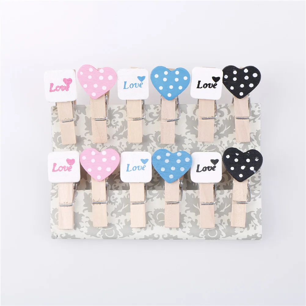 Cute Cactus Cat Heart Christmas Tree Wooden Pegs Photo Clips Pins Note Holder Clothespin Craft Clips Wedding Favor Decor