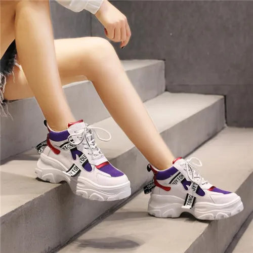 Mlcriyg Spring New Leather Women's Platform Chunky Sneakers Fashion Women Flat Thick Sole Running Shoes Woman Dad Footwear