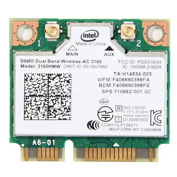 

Intel wireless ac 3160 dual band 3160HMW intel 3160 ac ac3160 3160ac for HP 710662-001 Wireless card Mini PCI-E Network card