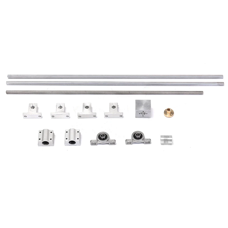 

DANIU 13pcs 500mm CNC Parts Optical Axle Guide Bearing Housings Aluminum Rail Shaft Support Screws Set