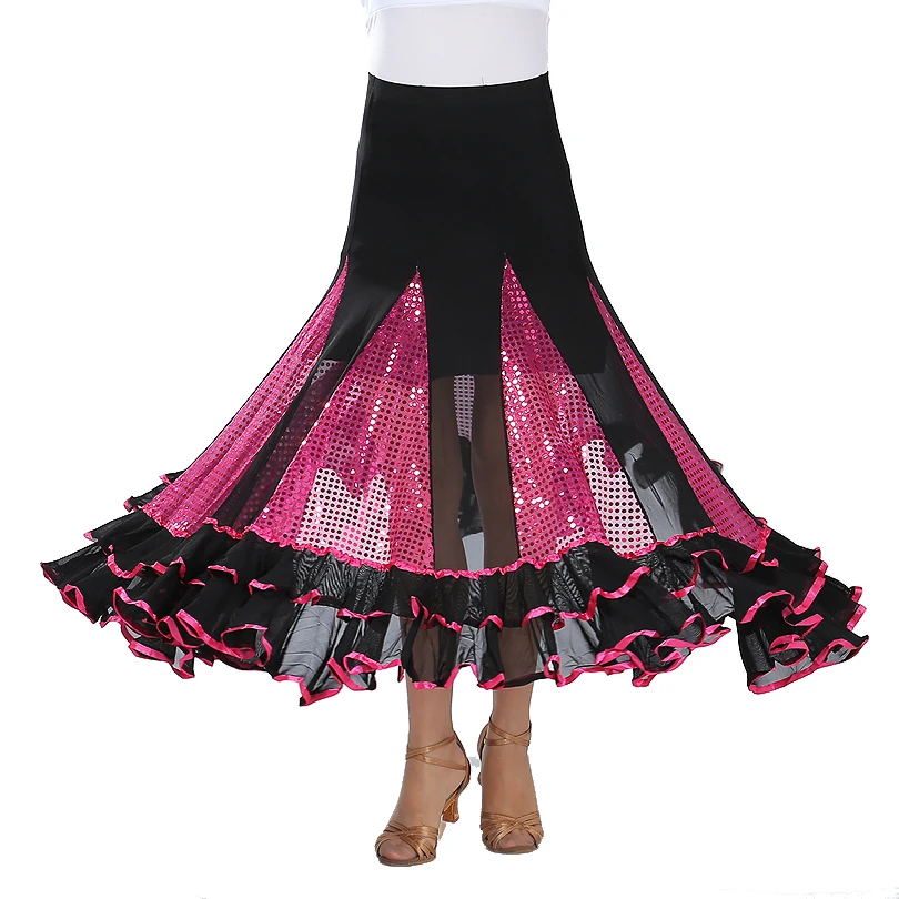 Professional Ballroom Dance Costume Competition Skirt Waltz Long Skirts