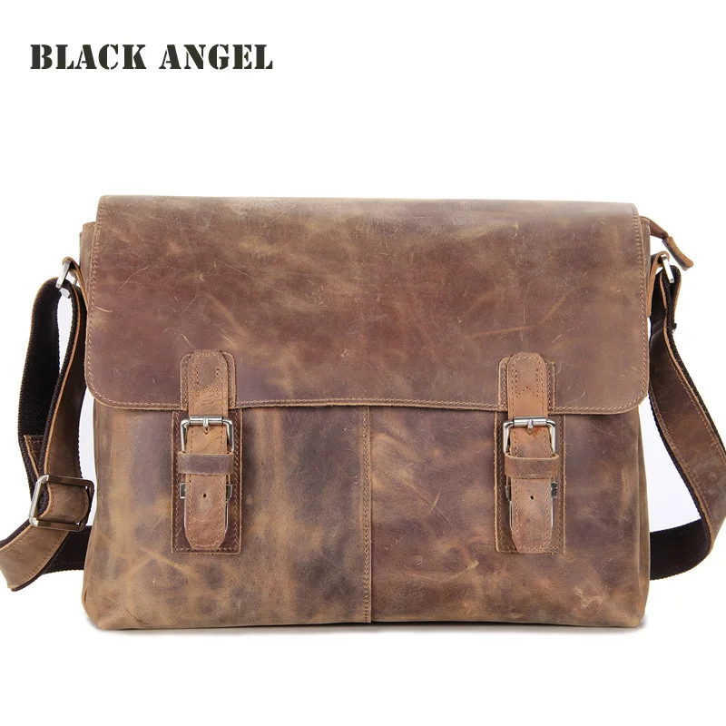 mediakits.theygsgroup.com : Buy BLACK ANGEL Vintage men bag crazy horse leather cross body men shoulder ...