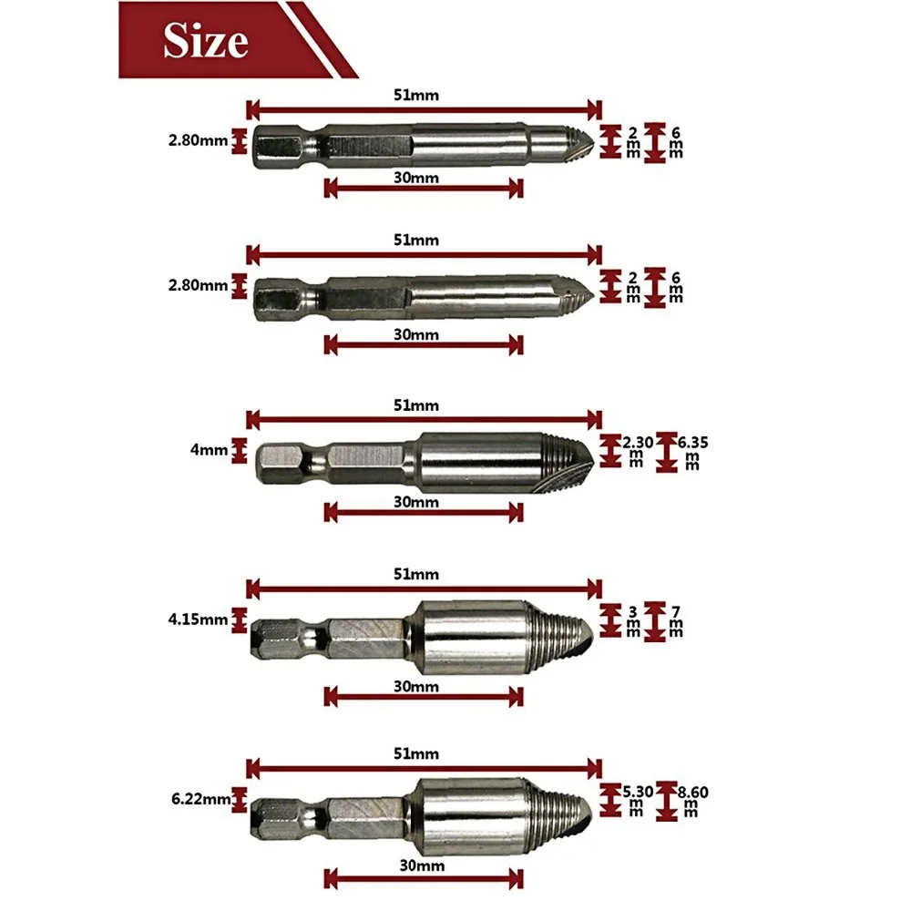 Набор для удаления и удаления поврежденных винтов, шестиугольная ручка разделена/поврежденные винты удалены, сломанный болт экстрактор набор сверл