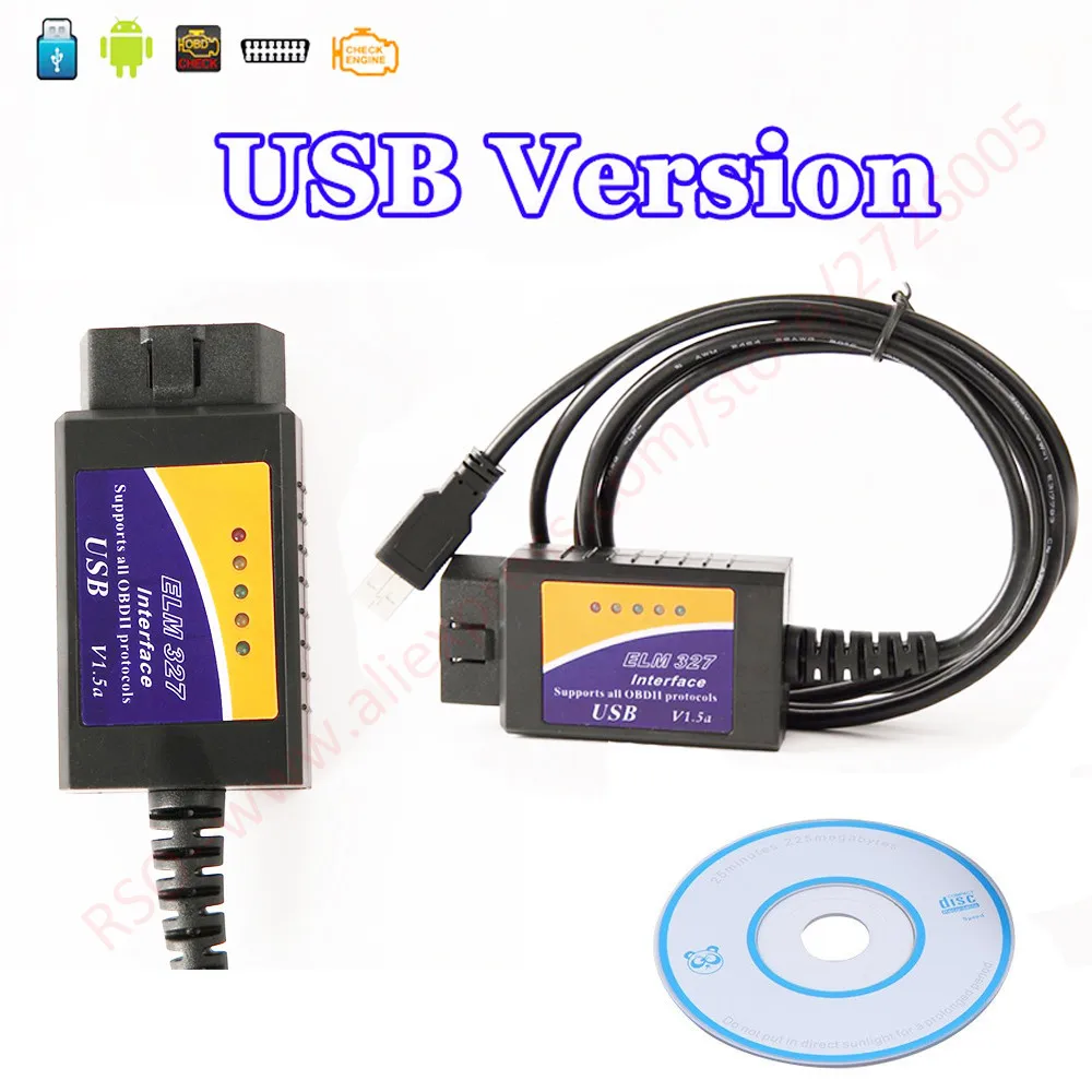 

obd2 elm327 v1.5 bluetooth Vehicle Scanner Tool Reader OBD2 ELM327 USB Scanner Automotive for PC EML 327 V1.5 ODB2 Interface