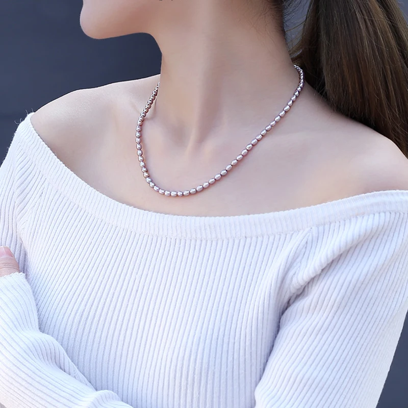 Мода естественных пресноводных небольшой жемчуг удлиняется ожерелье стерлингового серебра 925 многоцелевой жемчужные украшения свадебный