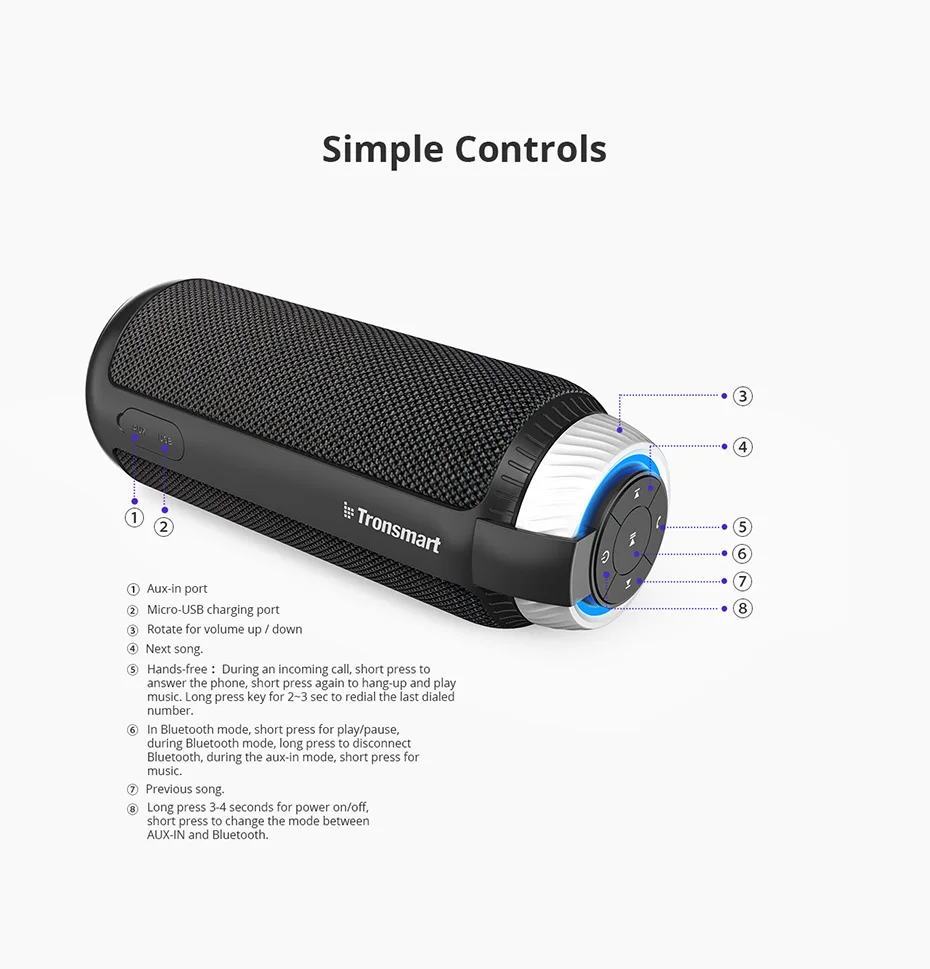 Tronsmart Element T6 Bluetooth 4.1 Portable Speaker Wireless Soundbar Audio Receiver Mini Speakers USB AUX for Music MP3 Player10