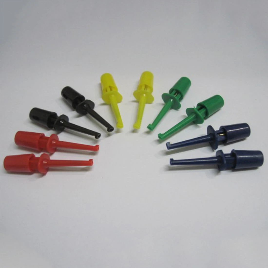 

10pcs Multimeter Lead Wire Kit Test Hook Clip Electronic Mini Test Probe Set Red Yellow Blue Black Green