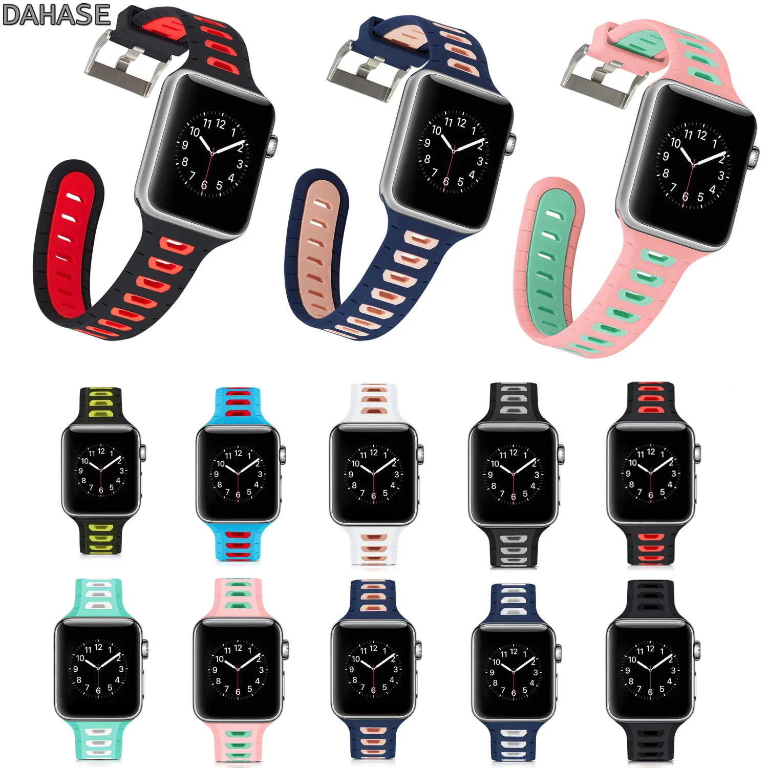 DAHASE Dual Colors Sport Band for Apple Watch Silicone ...