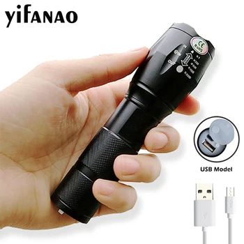 

E17 LED Tactical Flashlight Torch USB Recharable T6 + 18650 Zoomable Bicycle Flash Light Bike Lamp for Fishing Camping