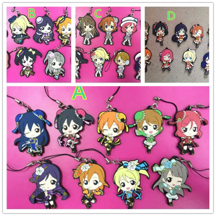 

90 pcs/lot Anime LoveLive! cosplay pendants Love Live Honoka Kotori Umi Eli Nozomi Maki figure phone straps keychain 4 styles
