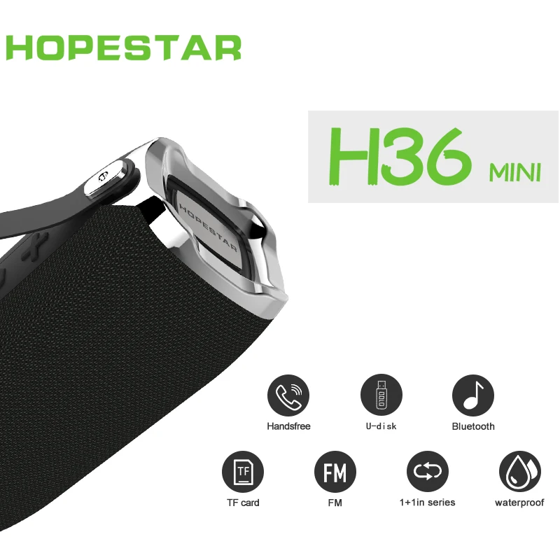 HOPESTAR H36 Мини Bluetooth динамик открытый портативный водонепроницаемый беспроводной маленький громкий динамик HIFI Бас Звук 3D стерео музыка TF