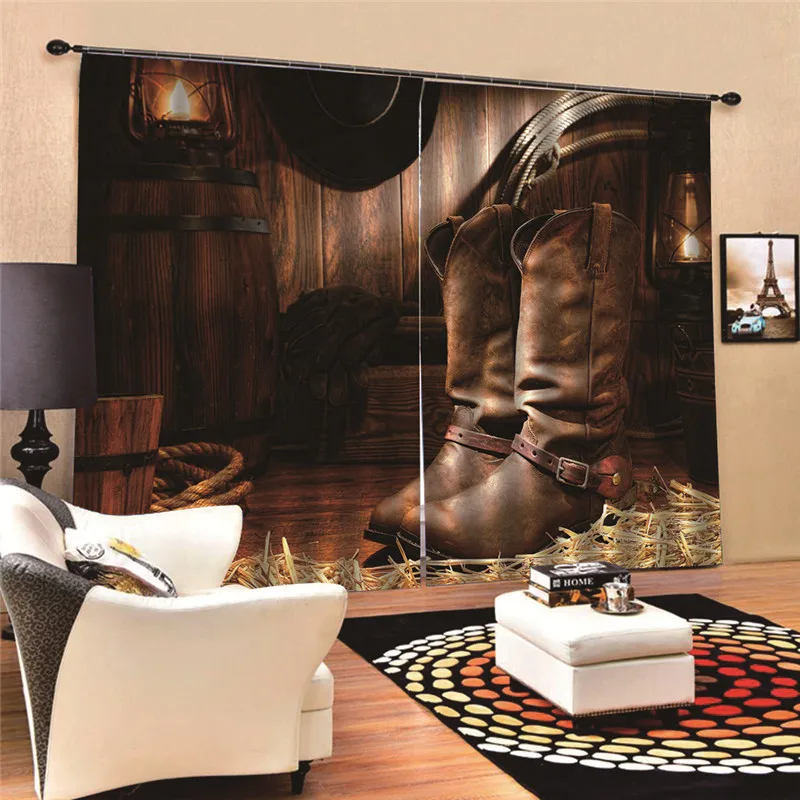 

3D Digital Print Blackout West Style Print Sheer Curtains Blackout for Living Room Bedroom Kitchen Printed Flower Window JUN3