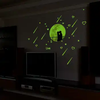 

30cmx35cm Romantic Cartoonwolf DIY 3D Wall Stickers for Bedroom Glow In The Dark Wall Sticker Home Decor Living Room Luminous