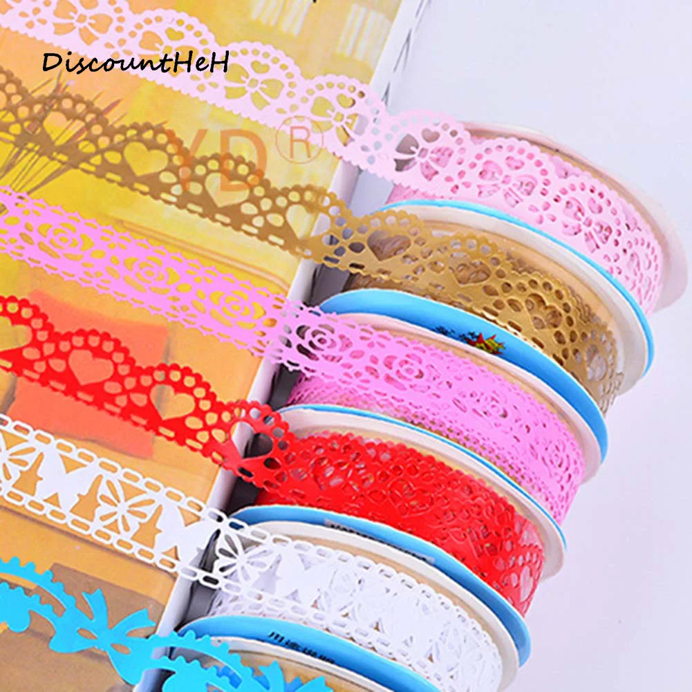 1pcs Color Random Diy Candy Colors Hot Lace Tape Decoration Roll Decorative Sticky Paper Masking