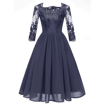 

evening women elegant vintage lace party night midi dress