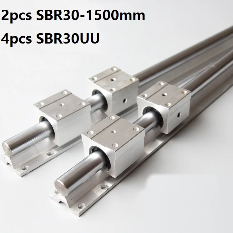 2 шт. SBR30 30 мм 1500 Поддержка линейной направляющей с 4 SBR30UU Линейный подшипник