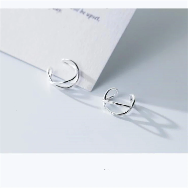 925 пробы серебряные минималистичные волнистые линии уха манжеты клип обертывание серьги для женщин ювелирные изделия трендовые E2955