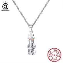 ORSA JEWELS Настоящее женское ожерелье с надписью Queen серебро AAA CZ шахматный узор 27 мм Длинный кулон Женская мода вечерние ювелирные изделия SN129