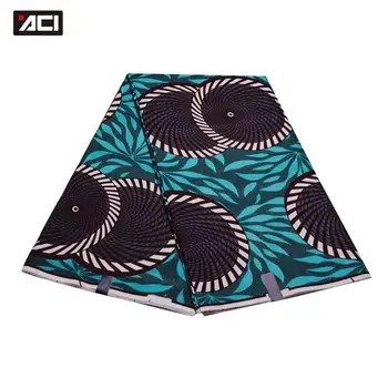 

ACI Green African Ankara Fabric 2019 Fashion Design Veritable Wax Block Prints Fabric 6 Yards Tissu Africain Pacthwork For Party