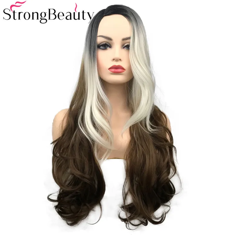 2085 long natural wave wigs white brown ombre women wig (1)