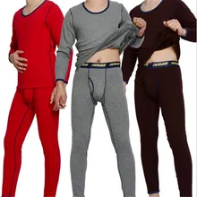 Однотонный Комплект зимний плюс бархат мужское теплое термобелье мужские s хлопок o-образным вырезом кальсоны наборы для мужчин толстые мягкие