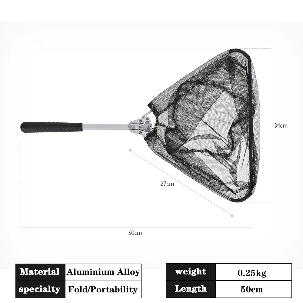 50 см трёхсторонняя Складная рыболовная сеть Выдвижной Телескопический алюминиевый сплав полюс нейлоновый блок нано-сеть рыболовные снасти