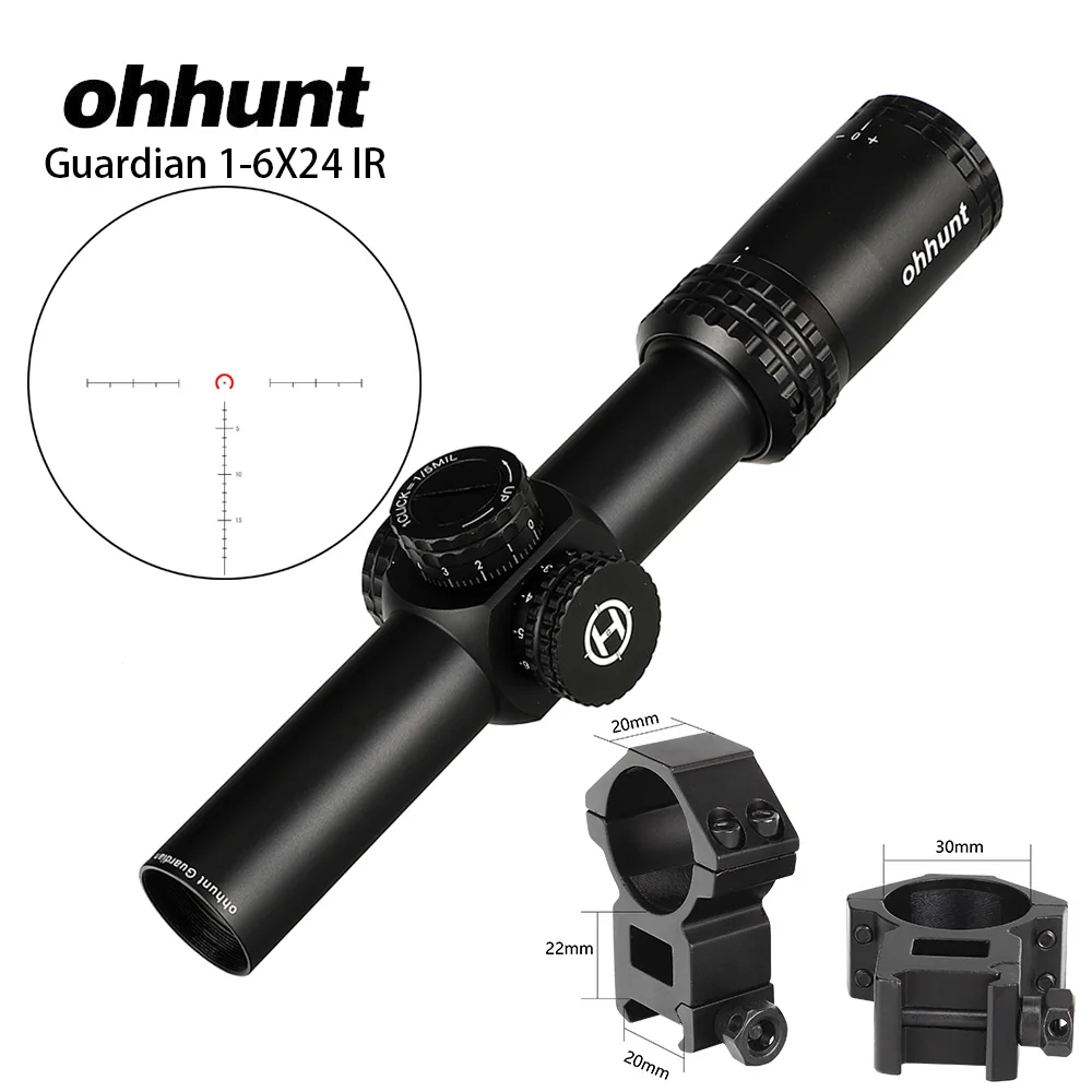 Ohhunt Guardian компактная Охотничья винтовка 25,4 мм или 30 мм трубка тактическая Оптика прицел Fogproof азот герметичный - Цвет: 1-6x24IR Picatinny