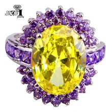YaYI-joyería YaYI de corte princesa para mujer, anillos de compromiso de Color plata y circón amarillo de 2,3 CT, anillos de boda para fiesta
