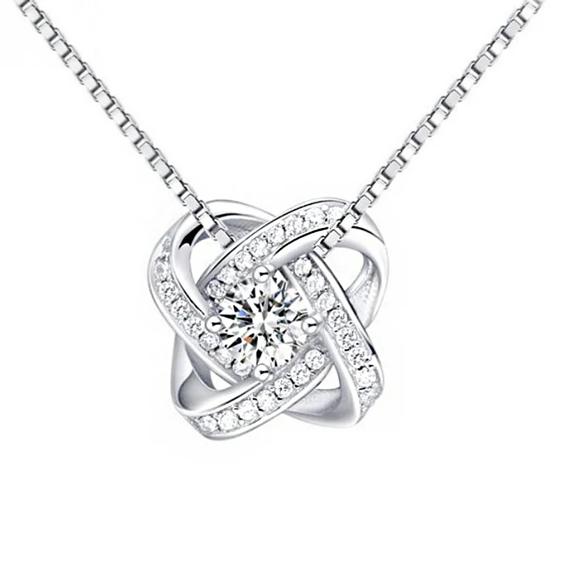 

Silver Chain Choker Necklaces CZ Crystal Flower Zirconia Pendants Necklaces Fashion Wedding Jewelry Gift For Women collier femme