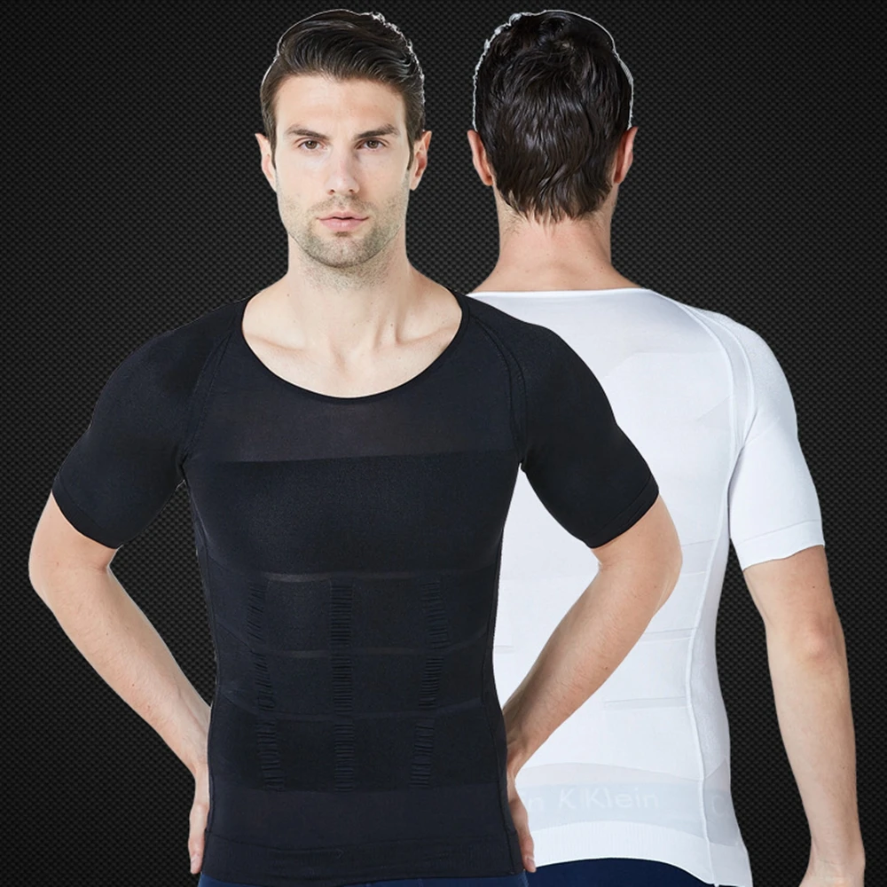 Men's body shaper tshirt sweat shirt slimming underwear tummy waist