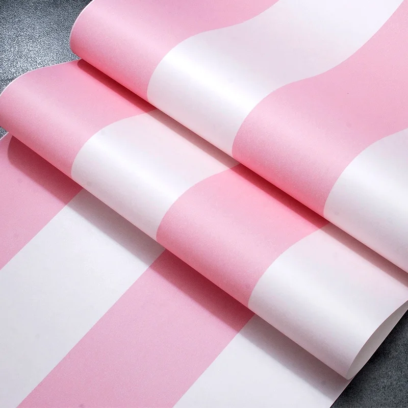 Non-woven Striped Wallpaper Roll Pink Princess Children Room Wall Decoration Wallpaper For Kids Room Girls Bedroom Home Decor