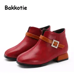 Bakkotie 2018 Новинка зимы детская мода красный теплая обувь для маленьких девочек Pu кожаные сапоги детский бренд принцесса мягкие ботильоны