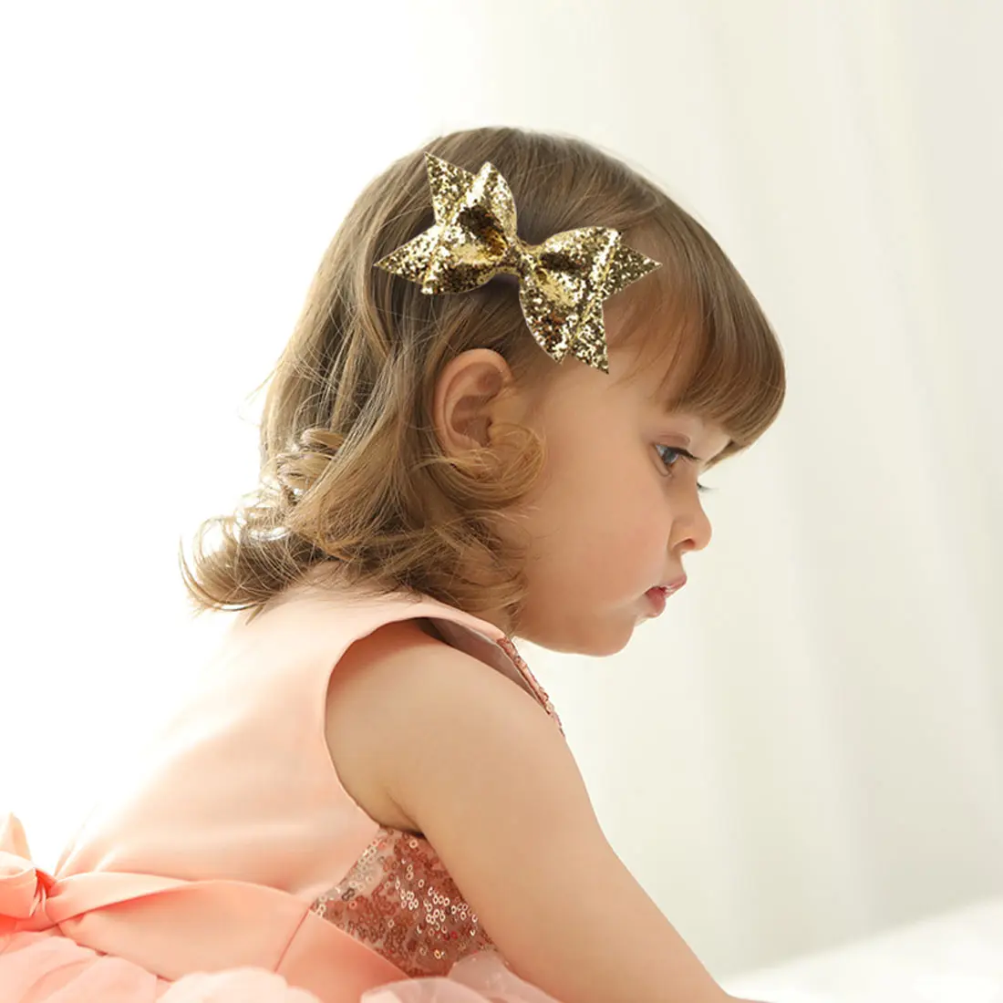 

Adorably Cute Baby Rainbow Hair Bow Sequins Ribbon Hairgrips Clips Barrette Head wear Bow knot Children Girls Hair Accessories