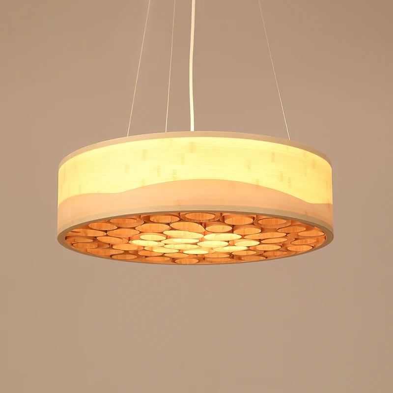 

Modern minimalist Bamboo pendant lights round. AC 110V/220V E27 Creative living room bed room Suspension Light Rural countryside