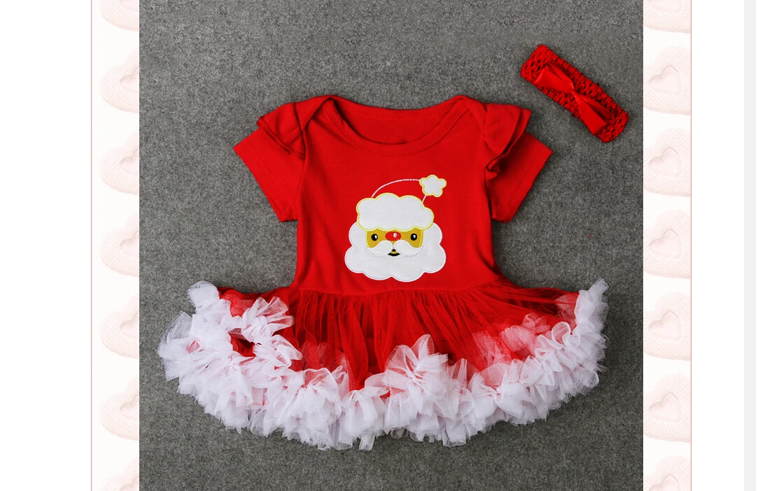 Рождественские боди из 2 предметов, детская одежда красного и зеленого цвета с короткими рукавами, платье, наряды, комбинезон для маленьких девочек, платья-пачки для детей от 0 до 18 месяцев - Цвет: Красный