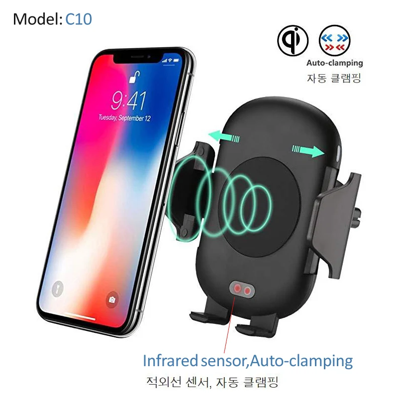 

Car Mount Qi Wireless car Charger Car Holder Stand For iPhone X 8 Plus Quick Fast Charge Wireless Charging Pad for Samsung S9 S8