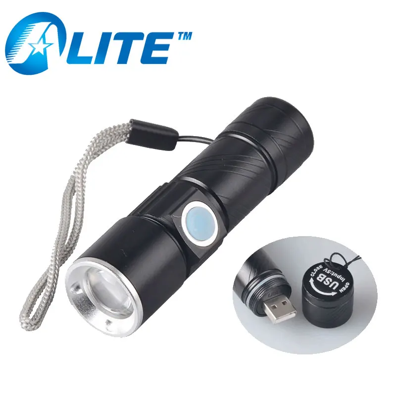 

TMWT Portable Mini USB Rechargeable Torch-light Powerful Pocket 5W LED 3 Modes Zoomable Flashlight Black or Golden Optional