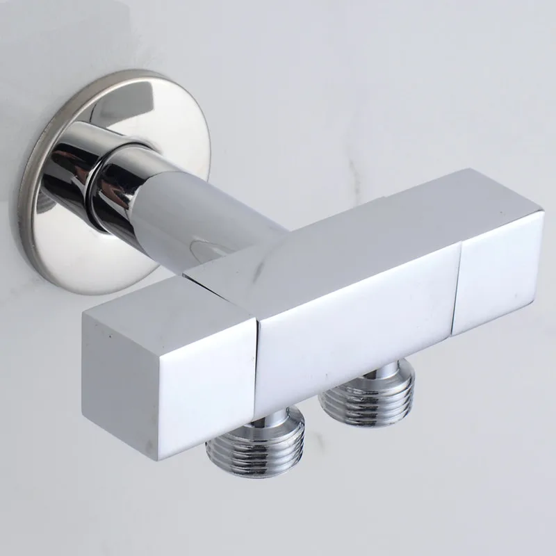 LIUYUE угловой клапан, латунный ХРОМ, настенный, для ванной комнаты, двойной функциональный переключатель, туалетный кран, ручной распылитель биде, угловой клапан