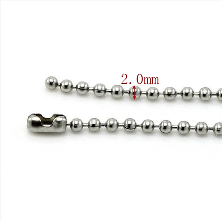 Wholesale 100pcs/lot 2.0mm*4.0inch Nickel Stainless Steel Ball Bead Chain Beads Connector Chains