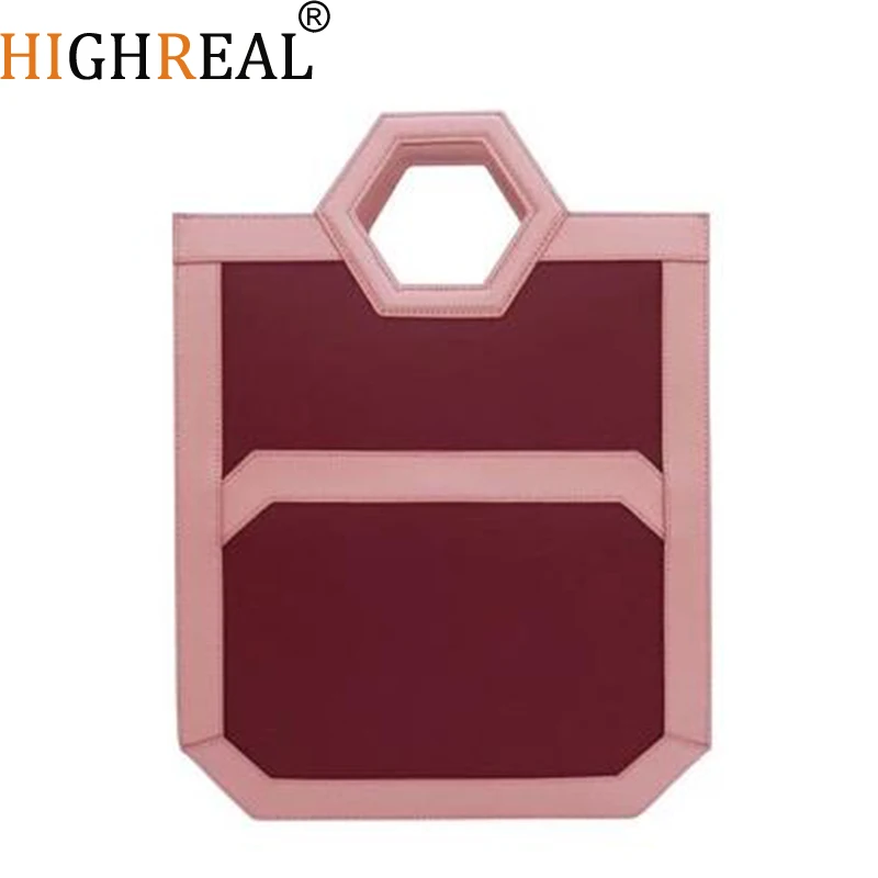 

Totes Bag Women Patchwork Handbag Red White Color Large Big Briefcases 2019 Autumn New Luxury Brand Chic Fashion